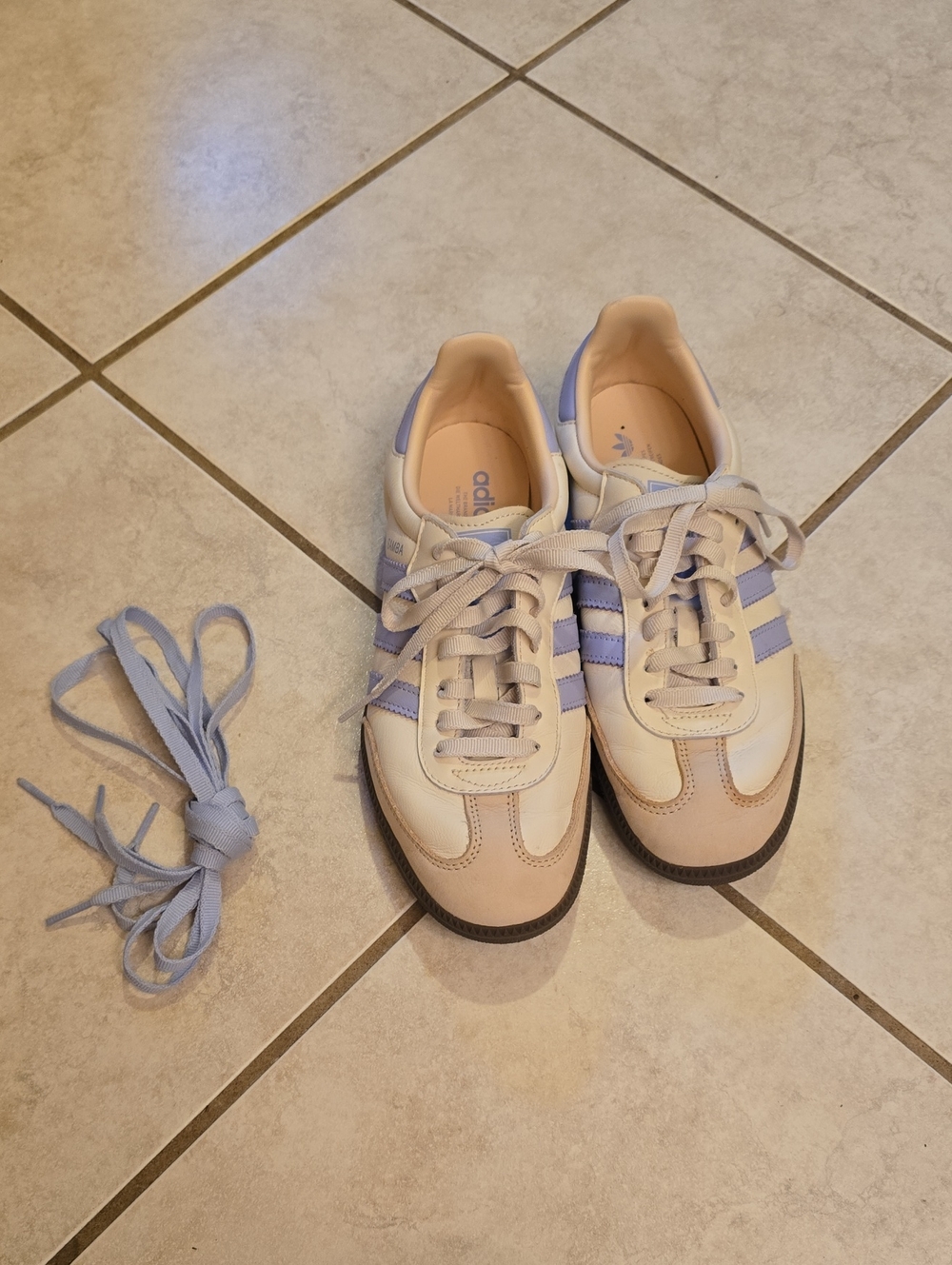 adidas Women's Retro Sneakers in Cream and Light Blue